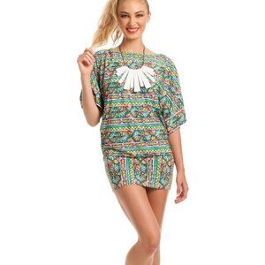 Trina Turk Beach Swim Coverup Dess Colorful Geo Mosiac Resort Women Sz Small